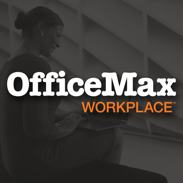 OfficeMax Workplace Logo overlaying a custom grayscale image