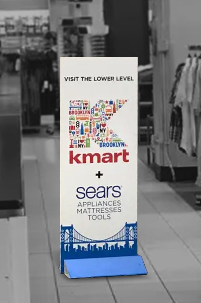 Kmart / Sears NYC Brooklyn Corrugate Standee Navigational Sign